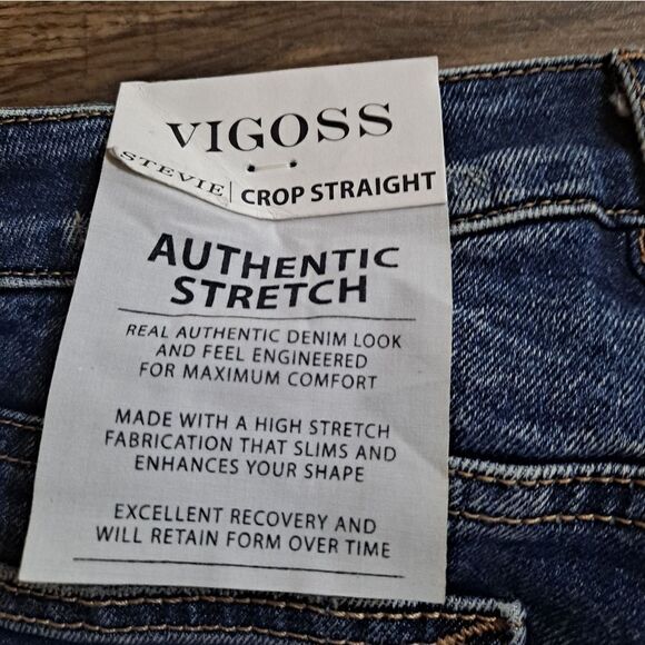 NWT Vigoss Jeans Blue Vintage Wash Stevie Crop Straight Jeans - Picture 6 of 6
